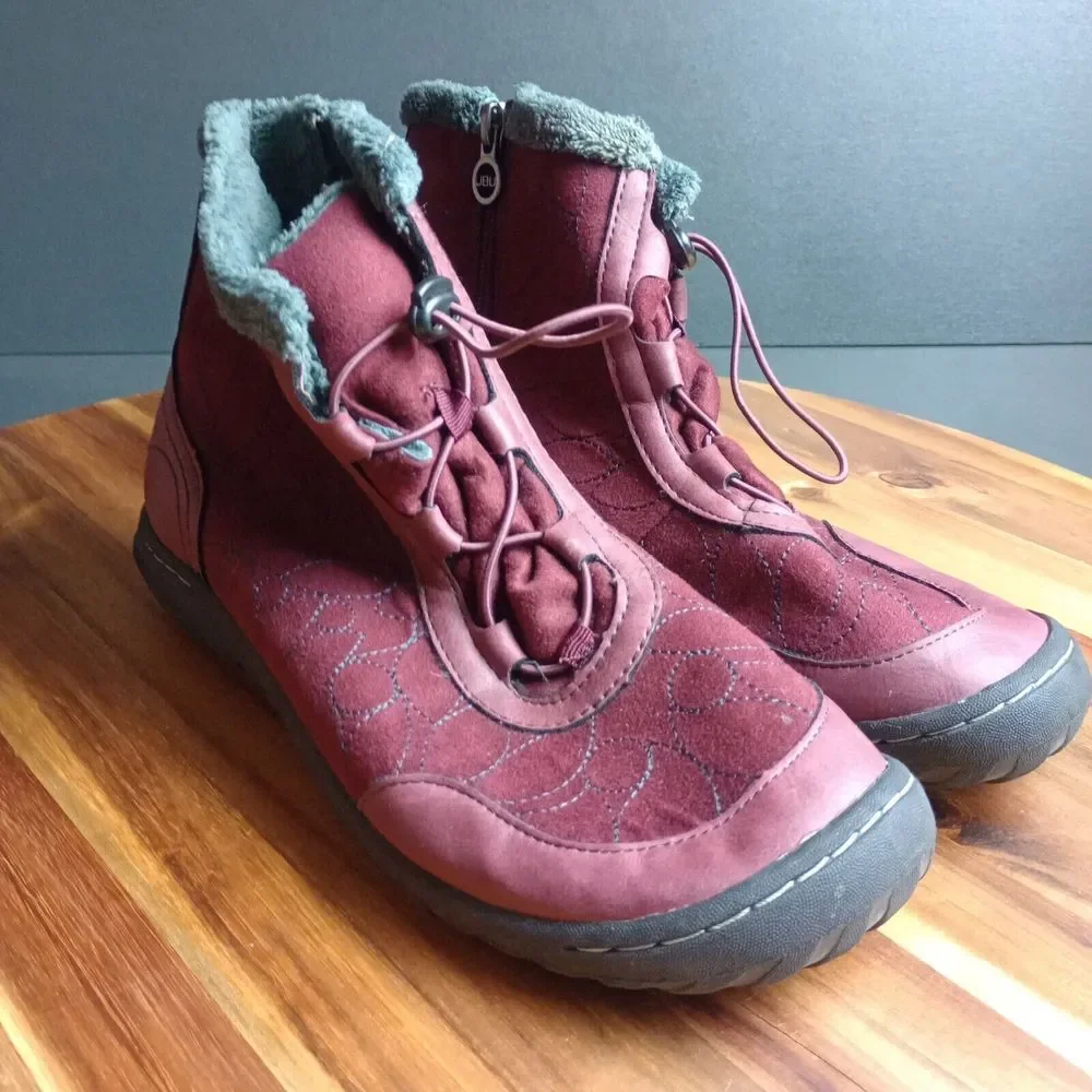 Jambu Jbu Tandee Boots Maroon Sz 8.5 Side‎ Zip Drawstring Jersey Lined Outdoor